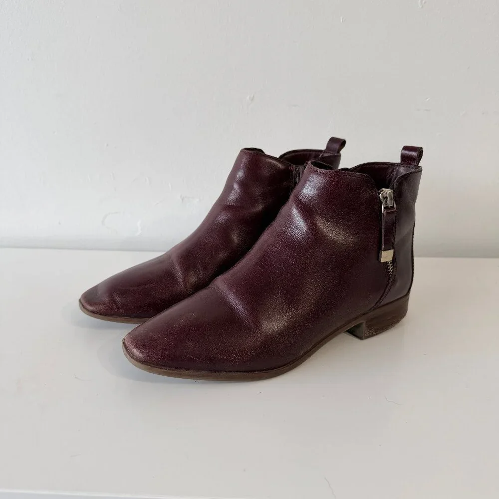 Aldo Dark Burgundy Brown Leather Ankle Boots